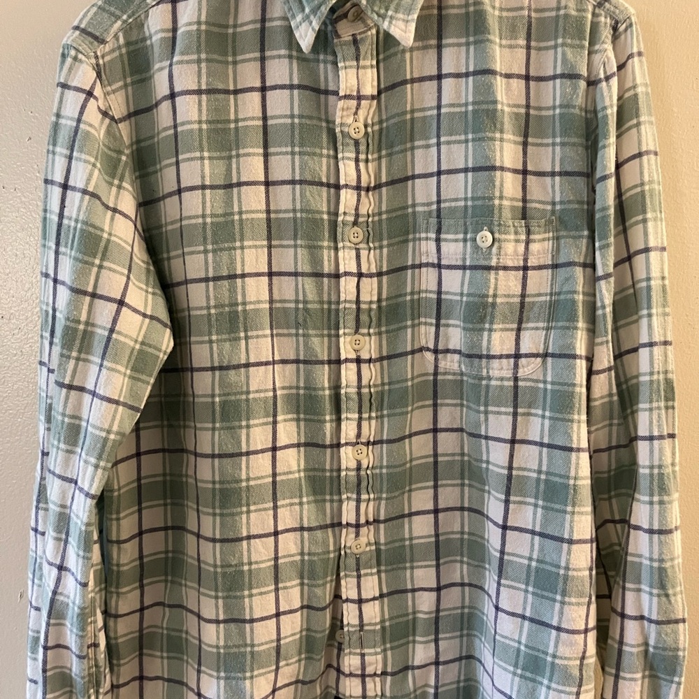 Faherty Green and Cream Plaid Men's Shirt